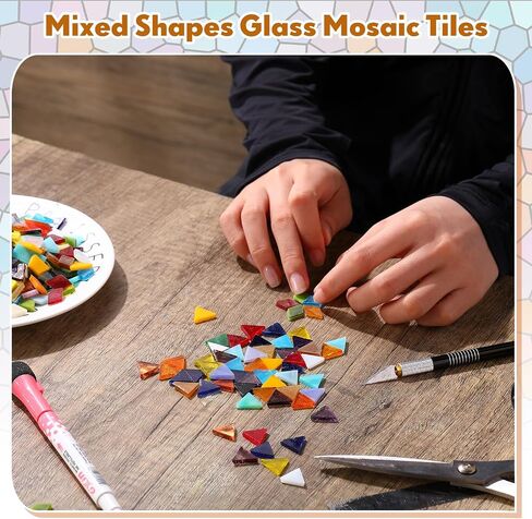 XunYee 3000 Pcs Mosaic Tiles, Glass Mosaic Tiles for Crafts Bulk, Stained Mosaic Glass Pieces, Mosaic Supplies for Home Decoration, Art Crafts, DIY Projects (Assorted Colors and Shapes) in Saudi Arabia