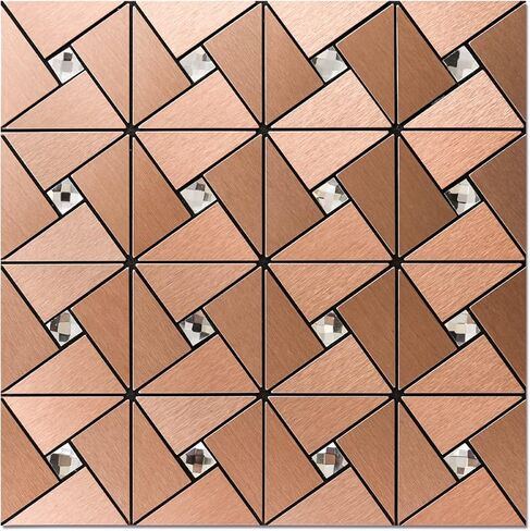 Art3d 10-Sheet Peel and Stick Backsplash Metal Mosaic Tiles for Kitchen Wall Decor, Stick on Aluminum Composite Tiles Stikers, Silver Windmill Puzzle Glass Mixed in Kuwait