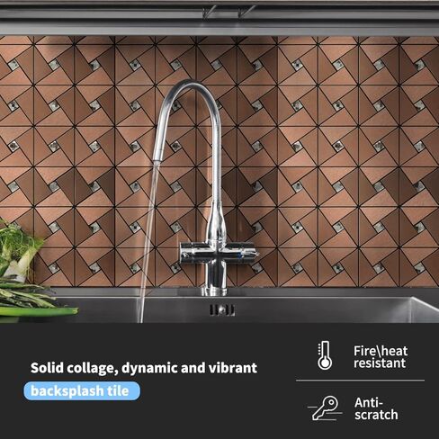 Art3d 10-Sheet Peel and Stick Backsplash Metal Mosaic Tiles for Kitchen Wall Decor, Stick on Aluminum Composite Tiles Stikers, Silver Windmill Puzzle Glass Mixed in Kuwait