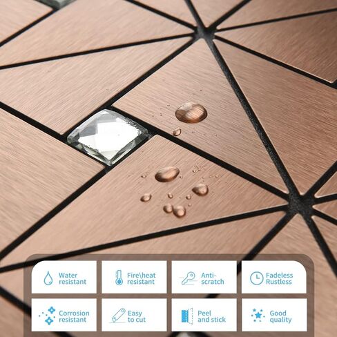 Art3d 10-Sheet Peel and Stick Backsplash Metal Mosaic Tiles for Kitchen Wall Decor, Stick on Aluminum Composite Tiles Stikers, Silver Windmill Puzzle Glass Mixed in Kuwait