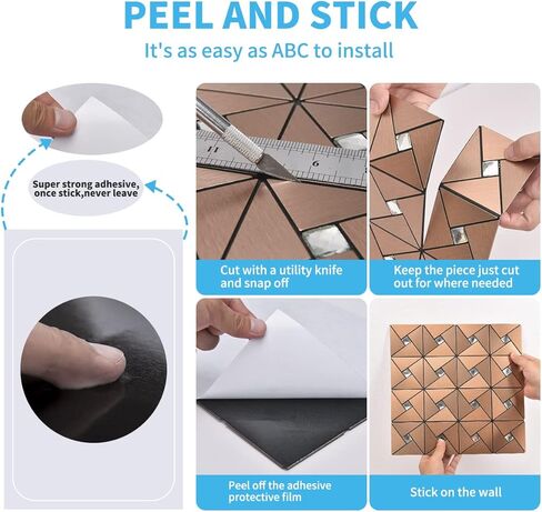 Art3d 10-Sheet Peel and Stick Backsplash Metal Mosaic Tiles for Kitchen Wall Decor, Stick on Aluminum Composite Tiles Stikers, Silver Windmill Puzzle Glass Mixed in Kuwait