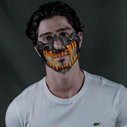 Japanese Half Mask,Tiger Mask,Ye Yaksha Dragon God Black Masks, Resin Skull Scary Horror Ninja Mask Costume Props in Saudi Arabia