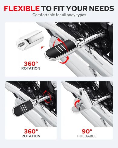 أوتاد قدم الركاب من Benlari مع مجموعة تثبيت داعمة من الفولاذ المقاوم للصدأ مناسبة لدراجة Harley Davidson Softail 2018-2024 (Chorme) in Kuwait