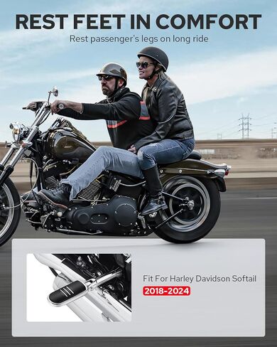 أوتاد قدم الركاب من Benlari مع مجموعة تثبيت داعمة من الفولاذ المقاوم للصدأ مناسبة لدراجة Harley Davidson Softail 2018-2024 (Chorme) in Kuwait