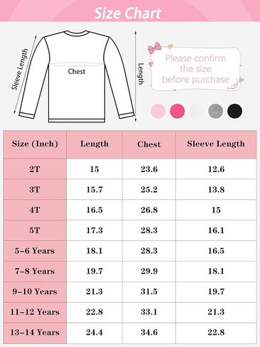 Cooraby 5 Pack Girls Long Sleeve Tees Girls' Soft T-Shirts Kids Basic Crewneck T-Shirts Top for Teen Youth Girls, 2T-16Y in Saudi Arabia