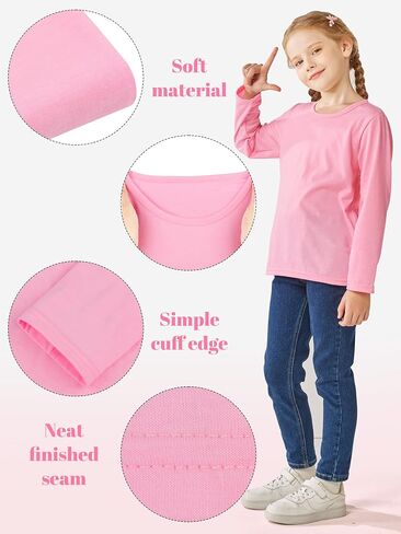 Cooraby 5 Pack Girls Long Sleeve Tees Girls' Soft T-Shirts Kids Basic Crewneck T-Shirts Top for Teen Youth Girls, 2T-16Y in Saudi Arabia