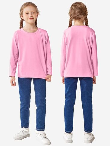 Cooraby 5 Pack Girls Long Sleeve Tees Girls' Soft T-Shirts Kids Basic Crewneck T-Shirts Top for Teen Youth Girls, 2T-16Y in Saudi Arabia