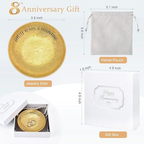 CEELGON 10 Year Wedding Anniversary Tin Gifts 10th Gifts 4" Tin Jewelry Tray Engraved Aluminum Decorative Dish Wedding Gifts for Couple Anniversary Tin Gifts for Him or Her in Saudi Arabia