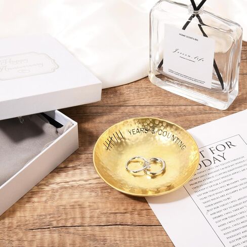 CEELGON 10 Year Wedding Anniversary Tin Gifts 10th Gifts 4" Tin Jewelry Tray Engraved Aluminum Decorative Dish Wedding Gifts for Couple Anniversary Tin Gifts for Him or Her in Saudi Arabia