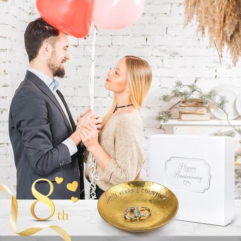 CEELGON 10 Year Wedding Anniversary Tin Gifts 10th Gifts 4" Tin Jewelry Tray Engraved Aluminum Decorative Dish Wedding Gifts for Couple Anniversary Tin Gifts for Him or Her in Saudi Arabia