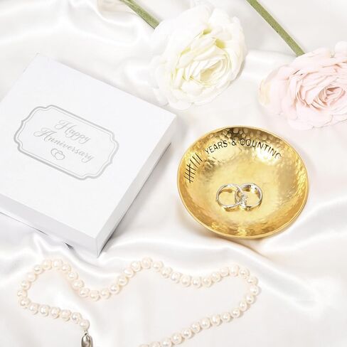 CEELGON 10 Year Wedding Anniversary Tin Gifts 10th Gifts 4" Tin Jewelry Tray Engraved Aluminum Decorative Dish Wedding Gifts for Couple Anniversary Tin Gifts for Him or Her in Saudi Arabia