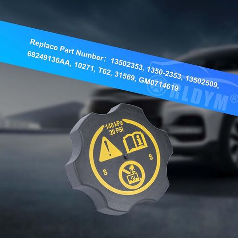 غطاء خزان Rldym Radiator Surge Tank 13502353، غطاء خزان سائل التبريد 20 P.S.I لـ GMC Buicks Encore Cadillac Escalade Chevy Avalanche مناسب 09-15 غطاء مياه Regal Lacrosse Cruz، OE# 13502509 68249136AA in Saudi Arabia