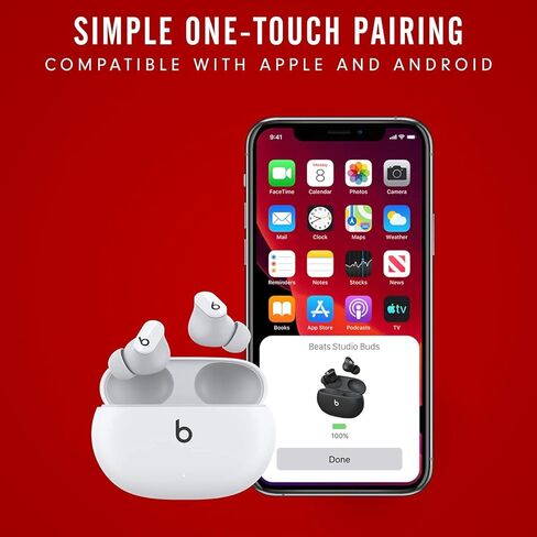 Beats Studio Buds - سماعات أذن لاسلكية حقيقية لإلغاء الضوضاء - Beats Red (تم تجديد الإصدار المميز) in Kuwait