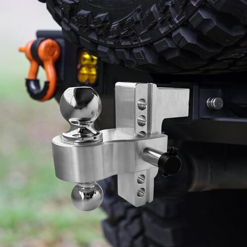 MILLISEC Adjustable Trailer Hitch Fits 2-Inch Receiver,4-Inch Drop/Rise Aluminum Tow Hitches Doubble-Ball (2'', 2-5/16''),12500 LBS GTW-Drop Hitch Ball Mount for Heavy Duty Truck in Saudi Arabia