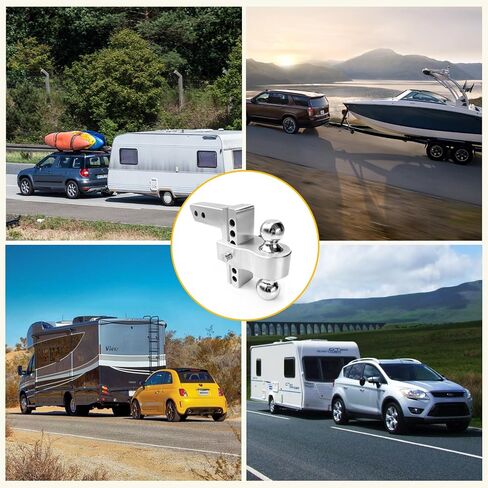 MILLISEC Adjustable Trailer Hitch Fits 2-Inch Receiver,4-Inch Drop/Rise Aluminum Tow Hitches Doubble-Ball (2'', 2-5/16''),12500 LBS GTW-Drop Hitch Ball Mount for Heavy Duty Truck in Saudi Arabia