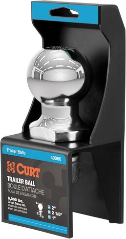 كرة ربط المقطورة من الكروم CURT 40066، بوزن 6.000 رطل، قطر 5.08 سم، ساق 1 × 2-1/8 بوصة in Saudi Arabia