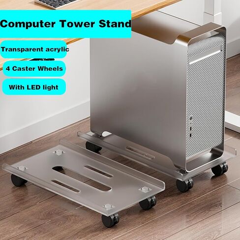 حامل الكمبيوتر المحمول، حامل برج الكمبيوتر الشفاف من الأكريليك، حامل برج الكمبيوتر مع 4 عجلات دوارة، حامل أرضي للكمبيوتر الشخصي جيد التهوية، حامل برج الكمبيوتر تحت المكتب لمعظم أجهزة الكمبيوتر التي تتحرك على الأرض والسجاد in Kuwait