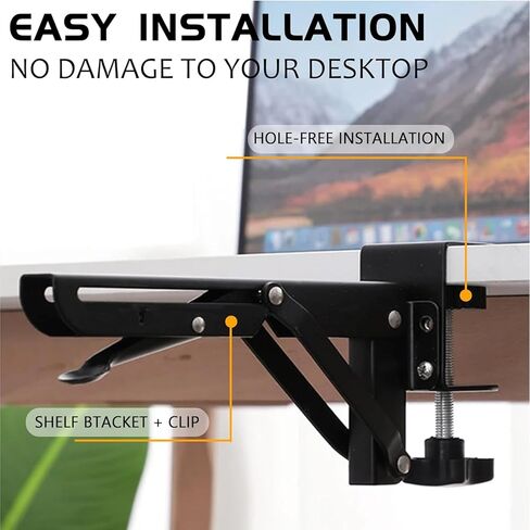 Desk Extender 24 x 12 Inch Foldable Table Extension Folding Wall Table Keyboard Extender for Desk Clamp-on Shelf for Dorm Bunk, Office, Kitchen Bar, RV Countertop, Laundry Room (White) in Saudi Arabia