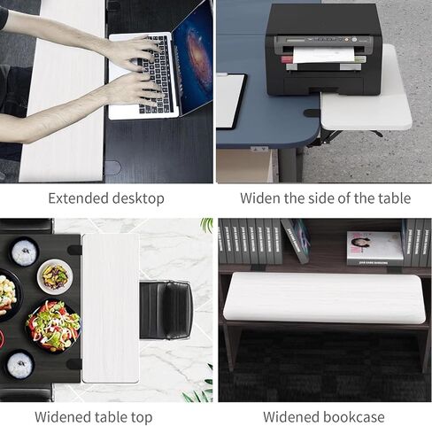 Desk Extender 24 x 12 Inch Foldable Table Extension Folding Wall Table Keyboard Extender for Desk Clamp-on Shelf for Dorm Bunk, Office, Kitchen Bar, RV Countertop, Laundry Room (White) in Saudi Arabia