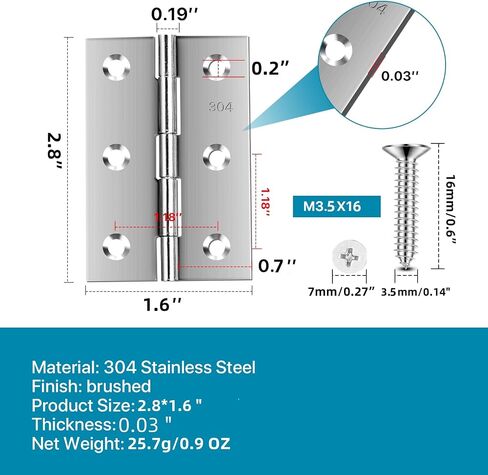 Stainless Steel 3 Inch Folding Butt Hinges for Furniture Door Window Case Lid and Wooden Box Chest, Pack of 4 in Saudi Arabia