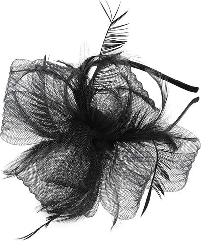 SHOWERORO Piece Mesh Headband Prom Hair Accessories Ladies Hat Womens Hats and Caps Bands for Womens Hair Fascinator Cap Headband Bowknot Women Fascinator Cocktail Fascinator England Black in Saudi Arabia