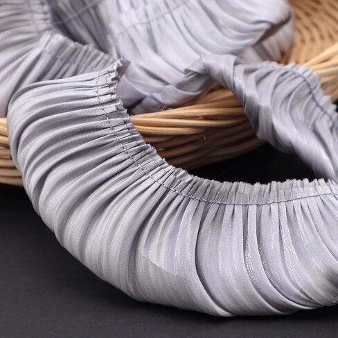 IDONGCAI Ruffle Lace Trim 5 Yards Pleated Edge Trim Hem Lace for Sewing (White) in Kuwait