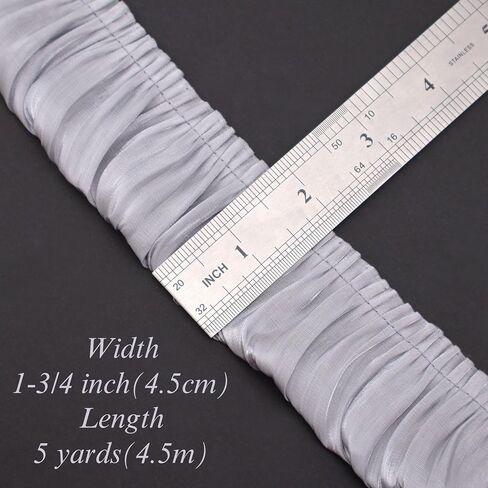 IDONGCAI Ruffle Lace Trim 5 Yards Pleated Edge Trim Hem Lace for Sewing (White) in Kuwait