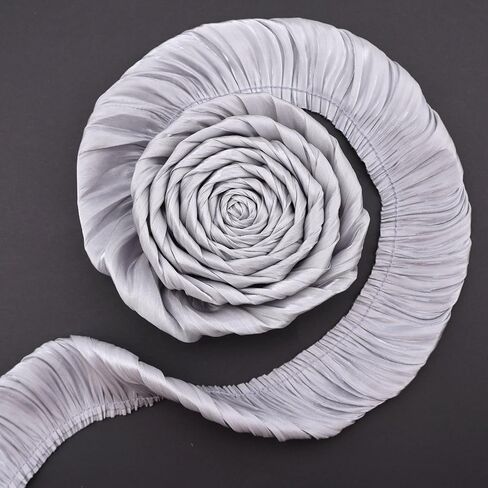 IDONGCAI Ruffle Lace Trim 5 Yards Pleated Edge Trim Hem Lace for Sewing (White) in Kuwait