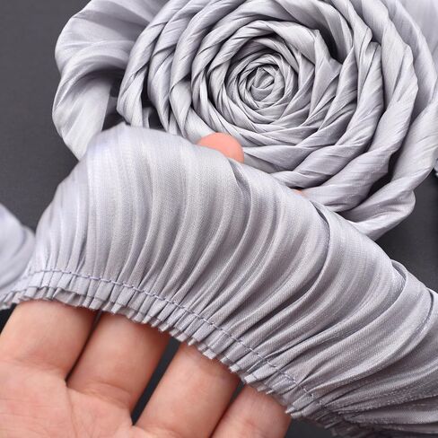 IDONGCAI Ruffle Lace Trim 5 Yards Pleated Edge Trim Hem Lace for Sewing (White) in Kuwait