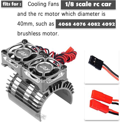 RC Motor Cooling Fan Upgrades Part 1/8 RC Car 40mm 42mm Brushless Motor,Motor Cooling Fans Surpass Hobby Twin 30mm RC Car Motor Fan with Metal Cover 4068 4274 Brushless Motor Heatsink,Red in Kuwait