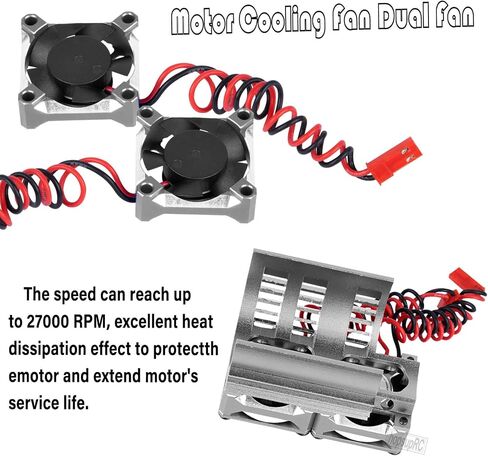 RC Motor Cooling Fan Upgrades Part 1/8 RC Car 40mm 42mm Brushless Motor,Motor Cooling Fans Surpass Hobby Twin 30mm RC Car Motor Fan with Metal Cover 4068 4274 Brushless Motor Heatsink,Red in Kuwait