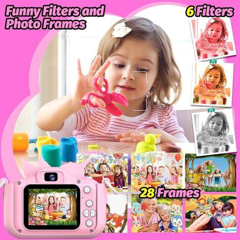 Dinosaur Kids Camera for Boys Girls, Toddler Digital Selfie Camera with Cute Protective Cover and 32G SD Card, Christmas Birthday Gifts Toys for 3 4 5 6 7 8 9 10 11 12 Years Old Little Girls and Boys in Kuwait