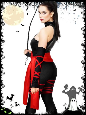 قطعتان من إكسسوارات زي النينجا الهالوين وشاح مطبوع وأكمام أذرع للنساء فستان تنكري للهالوين in Kuwait