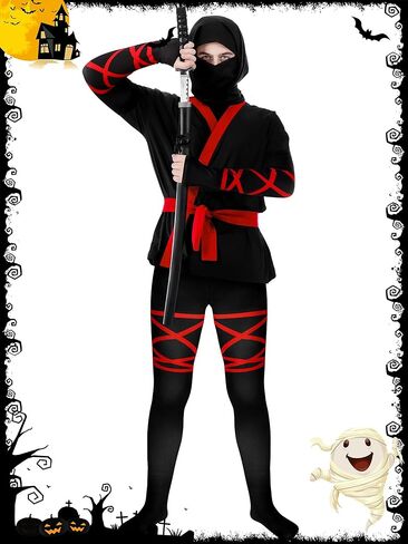 قطعتان من إكسسوارات زي النينجا الهالوين وشاح مطبوع وأكمام أذرع للنساء فستان تنكري للهالوين in Kuwait