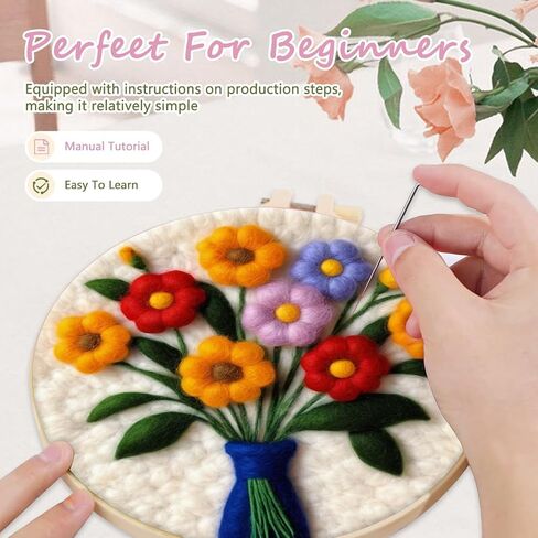 Amphol Needle Felting Kit for Beginner – Easy & Fun Wool Needle Felting Set with Needles, Foam Pad, Felt Cloth, and Instructions - Gift Home Decoration in Saudi Arabia