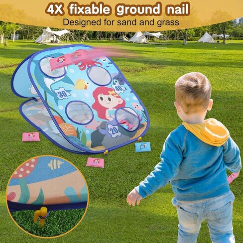 3 in 1 Bean Bag Toss Game Dartboard Set Foldable Pop Up Cornhole Board Balls, Bean Bags, Ball Tart Indoor Outdoor Toys for Kids Ages 3+, Birthday/Xmas Party Games in Saudi Arabia