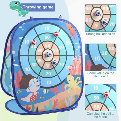 3 in 1 Bean Bag Toss Game Dartboard Set Foldable Pop Up Cornhole Board Balls, Bean Bags, Ball Tart Indoor Outdoor Toys for Kids Ages 3+, Birthday/Xmas Party Games in Saudi Arabia