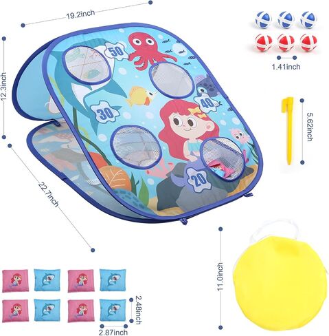 3 in 1 Bean Bag Toss Game Dartboard Set Foldable Pop Up Cornhole Board Balls, Bean Bags, Ball Tart Indoor Outdoor Toys for Kids Ages 3+, Birthday/Xmas Party Games in Saudi Arabia