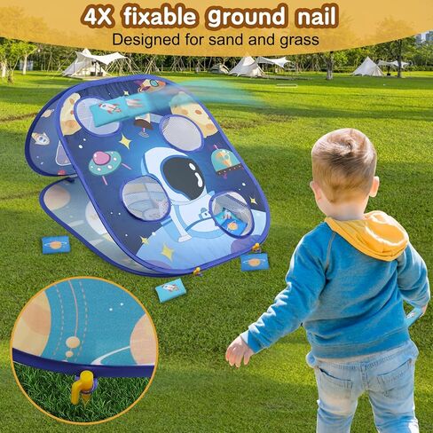3 in 1 Bean Bag Toss Game Dartboard Set Foldable Pop Up Cornhole Board Balls, Bean Bags, Ball Tart Indoor Outdoor Toys for Kids Ages 3+, Birthday/Xmas Party Games in Saudi Arabia