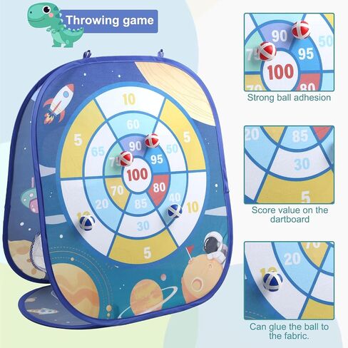 3 in 1 Bean Bag Toss Game Dartboard Set Foldable Pop Up Cornhole Board Balls, Bean Bags, Ball Tart Indoor Outdoor Toys for Kids Ages 3+, Birthday/Xmas Party Games in Saudi Arabia