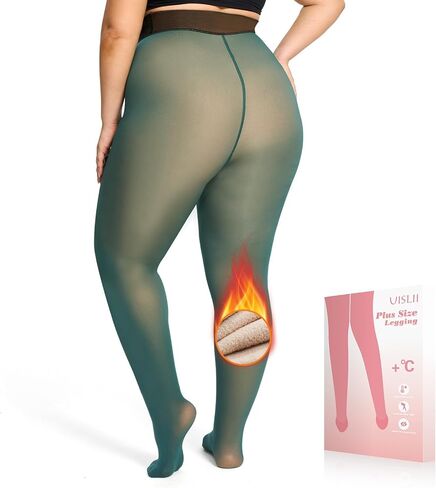 Plus Size Fleece Lined Tights Women,Warm Pantyhose Leggings Women,Fake Translucent Thermal Skin Colored Tights Winter. in Saudi Arabia