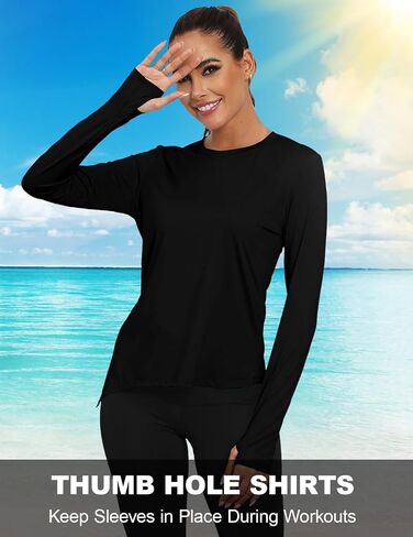 Women's UPF 50+ Long Sleeve Shirts Sun Protection Rash Guard Tee Shirt Quick Dry Workout Yoga Running Hiking Tops in Saudi Arabia