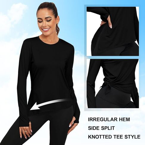 Women's UPF 50+ Long Sleeve Shirts Sun Protection Rash Guard Tee Shirt Quick Dry Workout Yoga Running Hiking Tops in Saudi Arabia