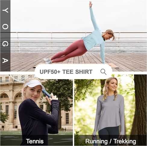 Women's UPF 50+ Long Sleeve Shirts Sun Protection Rash Guard Tee Shirt Quick Dry Workout Yoga Running Hiking Tops in Saudi Arabia