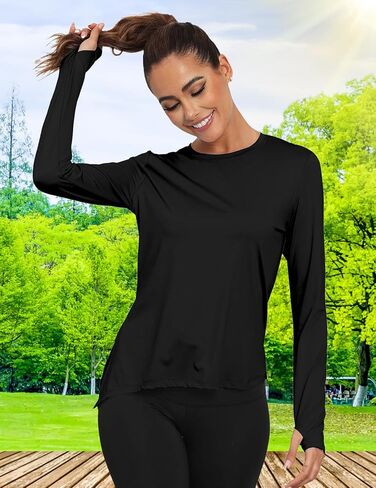 Women's UPF 50+ Long Sleeve Shirts Sun Protection Rash Guard Tee Shirt Quick Dry Workout Yoga Running Hiking Tops in Saudi Arabia