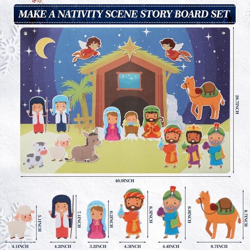 Christmas Nativity Felt Story Board Set for Toddlers Nativity Baby Jesus Birth Felt Story Nativity Scene Set Christmas Crafts Decoration for Religious Party Favor Game for Kids in Saudi Arabia