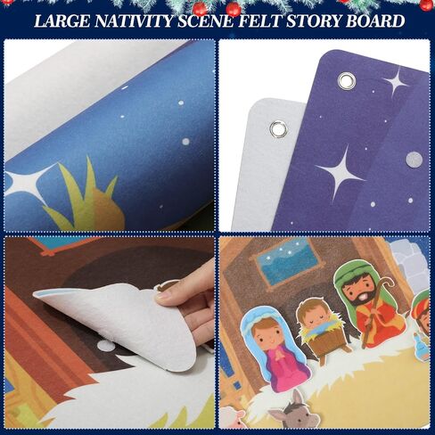 Christmas Nativity Felt Story Board Set for Toddlers Nativity Baby Jesus Birth Felt Story Nativity Scene Set Christmas Crafts Decoration for Religious Party Favor Game for Kids in Saudi Arabia