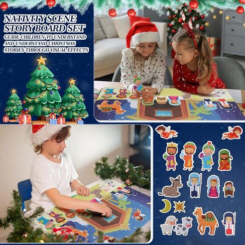 Christmas Nativity Felt Story Board Set for Toddlers Nativity Baby Jesus Birth Felt Story Nativity Scene Set Christmas Crafts Decoration for Religious Party Favor Game for Kids in Saudi Arabia