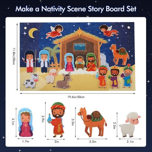 Christmas Nativity Felt Story Board Set for Toddlers Nativity Baby Jesus Birth Felt Story Nativity Scene Set Christmas Crafts Decoration for Religious Party Favor Game for Kids in Saudi Arabia