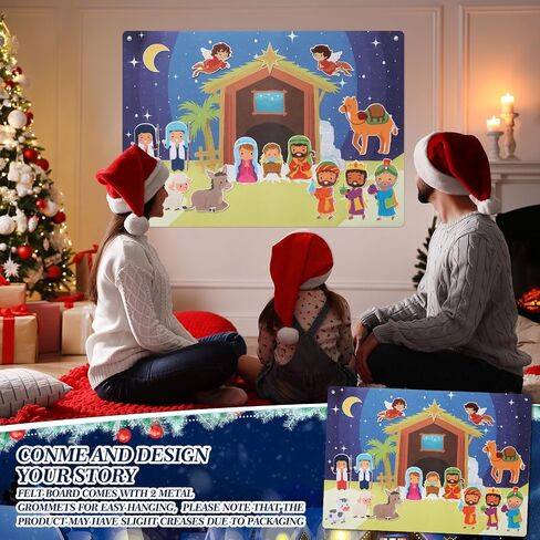 Christmas Nativity Felt Story Board Set for Toddlers Nativity Baby Jesus Birth Felt Story Nativity Scene Set Christmas Crafts Decoration for Religious Party Favor Game for Kids in Saudi Arabia